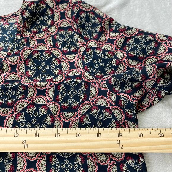 Abercrombie & Fitch Boho Top Women M Red Black Medallion Cottagecore Bell Sleeve - Picture 7 of 10